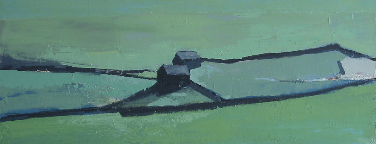 Low Light Fields, oil on canvas 30 x 76 cms