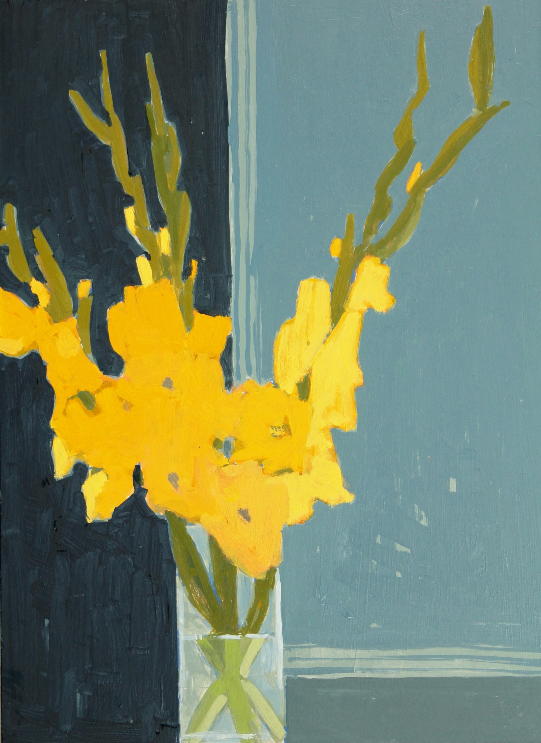 Yellow Gladioli, oil on board 40 x 30 cm